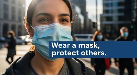 Woman Wearing Mask, Protect Others, City Street.