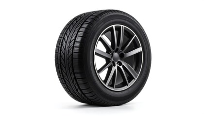 Black tire and wheel on white background