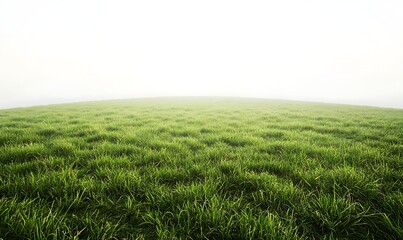 Fototapeta premium Empty Grassland Field with Light Fog and Hill. Generative With Ai