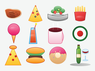 Food Drink Snack Fast food Icon Set Vector