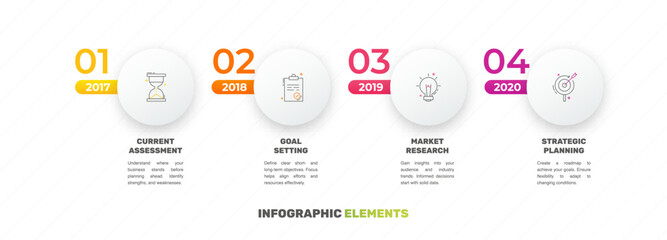 Vector template circle infographics. Business concept with 4 options and parts. Four steps for content, flowchart, timeline, levels