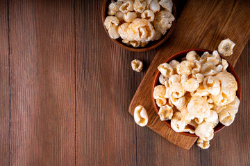 Cracklings or skwarki, fragrant crispy snack