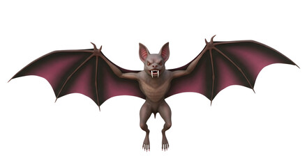 Obraz premium Dynamic illustration of a nocturnal flying mammal featuring sharp fangs and wide-spread leathery wings, perfect for themed projects and animal graphics