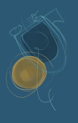 Minimal abstract image for printing. Picture for modern interiors. The picture is painted by hand on a tablet. © neurostructure