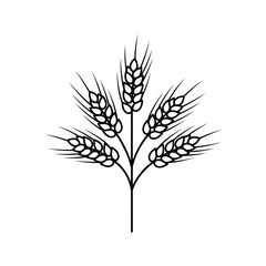Illustration of five wheat ears, representing agriculture, harvest, and the importance of cereal crops in food production