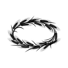 Vector art of elegant wheat wreath, a symbol of abundance, harvest, and prosperity, perfect for decorative designs and agricultural themes
