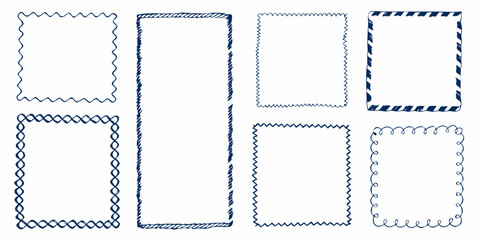 Collection of hand drawn decorative frames and borders in various styles and shapes