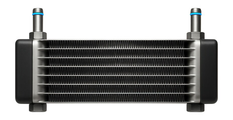 Hydraulic steering fluid cooler with a series of parallel metal fins