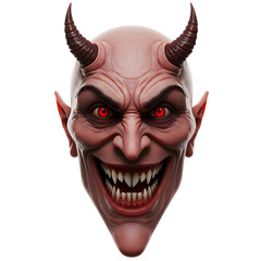 Obraz premium Digital Devil Head Evil Demon Horns Red Eyes Fantasy Character Art on transparent background