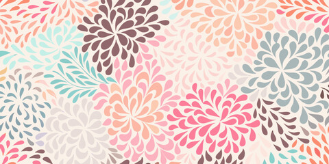 Soft pastel floral pattern with repeating petal shapes in a gentle color palette
