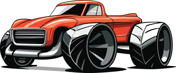 Vector cartoon car illustration with classic retro style for transportation and automotive design