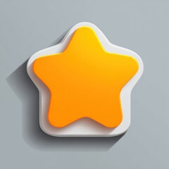 A 3D render of a bright yellow star shape over a white, rounded square platform casting a soft shadow on a light gray background