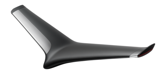 Dihedral wing with upward angle and clean aerodynamic lines