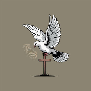 Dove cristo crucificado logo vector white background .