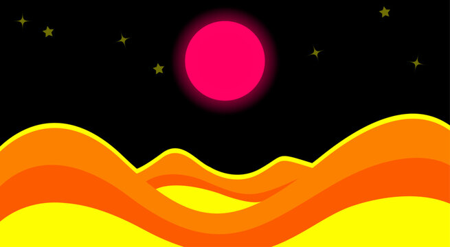 Stylized sunset over a dune landscape background wallpaper 