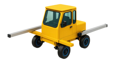 Yellow track inspection car with a compact cabin and extended measuring arms