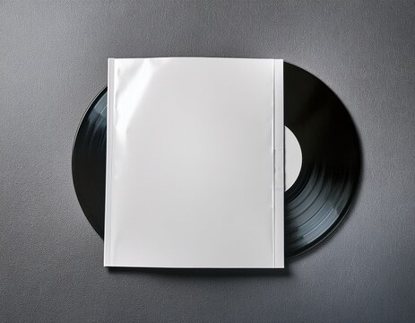 blank vinyl record sleeve mockup on grey