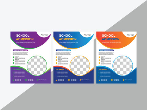 Creative and colorful flyer template for school admission promotion - Powered by Adobe