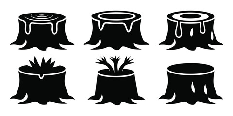Silhouette Tree Stump Collection Forest Ecosystem Vector Graphic Resource Natural Elements