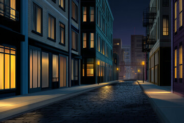 Stylized Nighttime Urban Street

