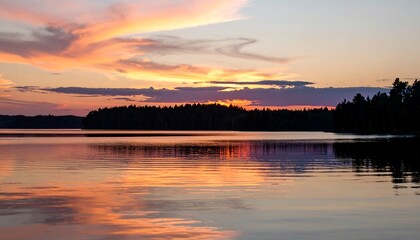 Obraz premium Serene sunset over a calm lake