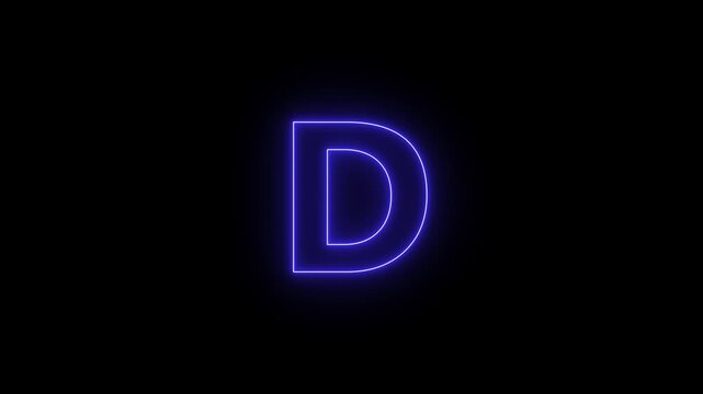 Minimal Black Background with Glowing D Letter. 4k animation video...