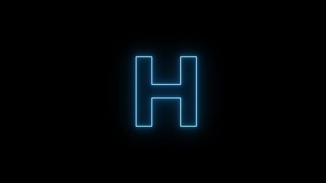 Letter H Neon Animation on Black Background. Looped animation 4k animation...