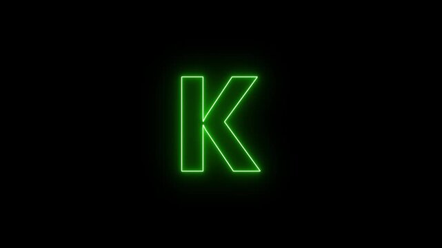 Abstract Neon Typography &ndash; Letter K Design.  Tech Logo Reveal Animation &ndash; Letter K ..