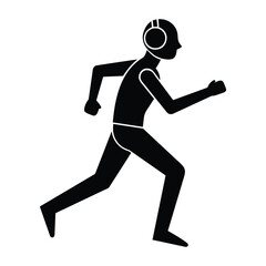 Person Jogging with Headphones Vector Symbol Isolated on White Background