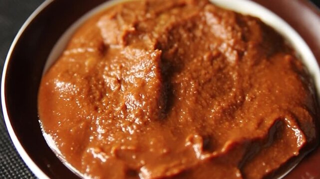 Miso paste spice thick soybean paste for cooking Japanese food tasty snack fresh gourmet food background on the table rustic food top view copy space