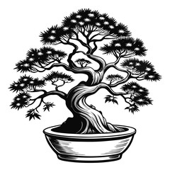 Elegant Bonsai Tree Illustration Japanese Art Simplicity