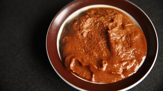 Miso paste spice thick soybean paste for cooking Japanese food tasty snack fresh gourmet food background on the table rustic food top view copy space