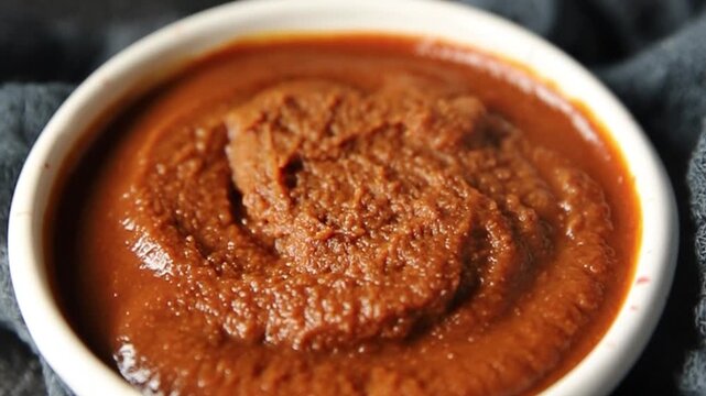 Miso paste spice thick soybean paste for cooking Japanese food tasty snack fresh gourmet food background on the table rustic food top view copy space