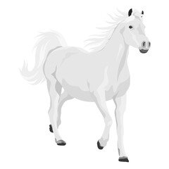 White horse png, animal galloping illustration sticker, transparent background