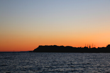 Beautiful sunset in Stobrec, small coastal town near Split, Croatia.