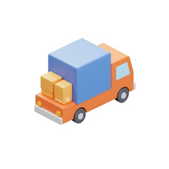 Cartoon delivery truck with packages isolated on transparent background