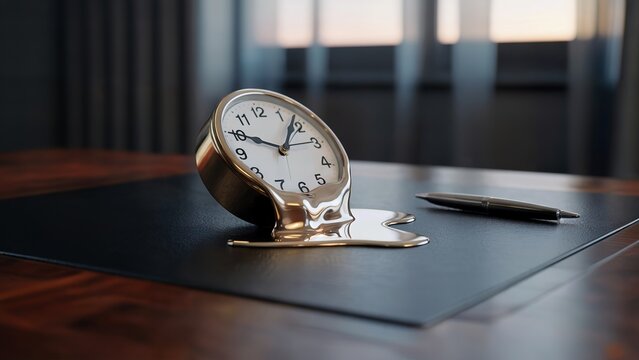 Melting Clock Concept Time Management Deadline Pressure