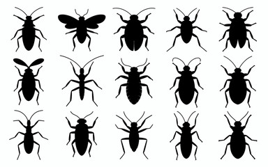 Vector art of various insect silhouettes for design