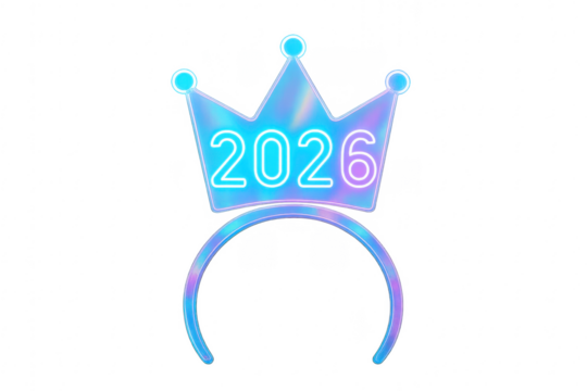 Diadem with crown and 2026 lettering celebrating new year's eve on transparent background - Powered by Adobe