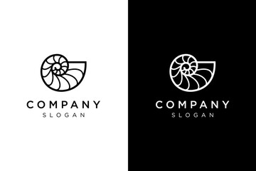 black ammonite shell logo