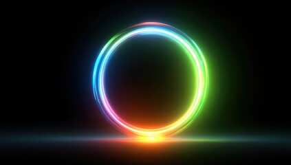 Vibrant, glowing circle design against a dark background.