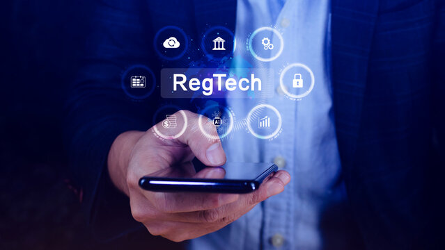 Regtech, Regulatory technology concept, management of regulatory processes with financial industry through technology, Regulatory monitoring, reporting and compliance, Machine learning tech.