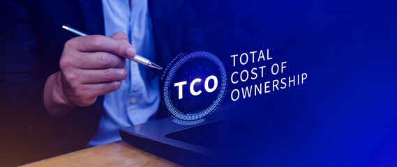 TCO concept. Total Cost of Ownership, purchase price of an asset plus the costs of operation,...