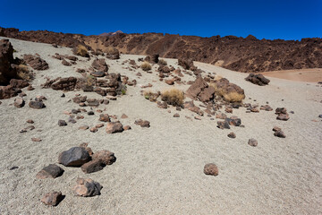 Volcanic rocks in san Jose Mines, Teide National Park, Tenerife island, Spain