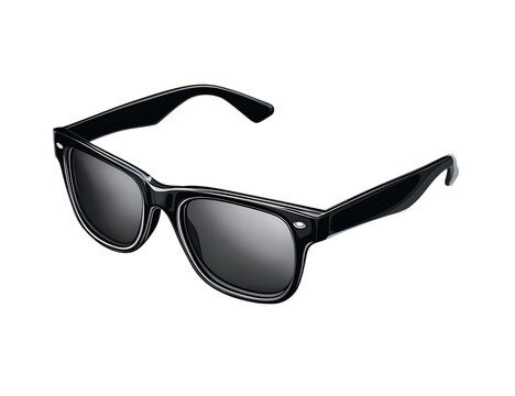 Stylish black wayfarer sunglasses isolated on transparent background