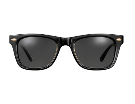 Classic tortoiseshell wayfarer sunglasses isolated on transparent background