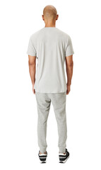 Png man in gray tee and sweatpants mockup
