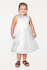 Girl's casual png dress full body mockup