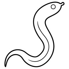 Simple black and white cartoon eel silhouette illustration for design