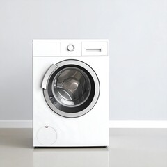 Modern white washing machine in room